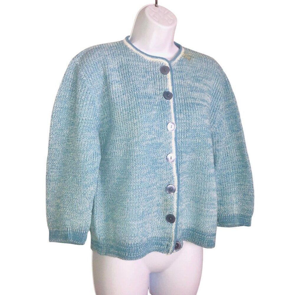 Vintage 50s Helen Harper Womens Sweater S Blue Cardigan Pinup